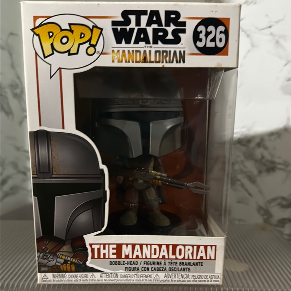 Pop! The Mandalorian Figure with Silver and Black Armor